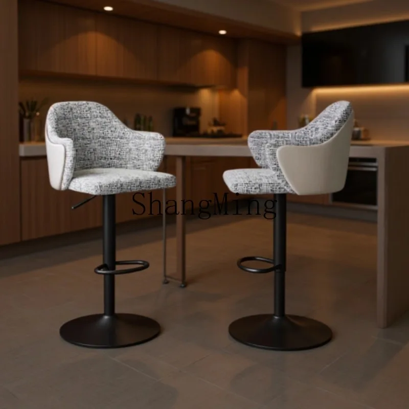 

SM minimalist high stool light luxury modern home rotating chair lifting island back chair