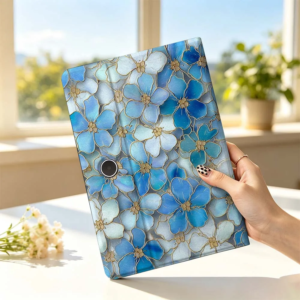 Capa de Tablet Art Blue Flower Soft para OPPO VIVO IQOO OnePlus Realme Pad 3 Pro 13 12.1 11.61 11.4 10.36 11 polegadas
