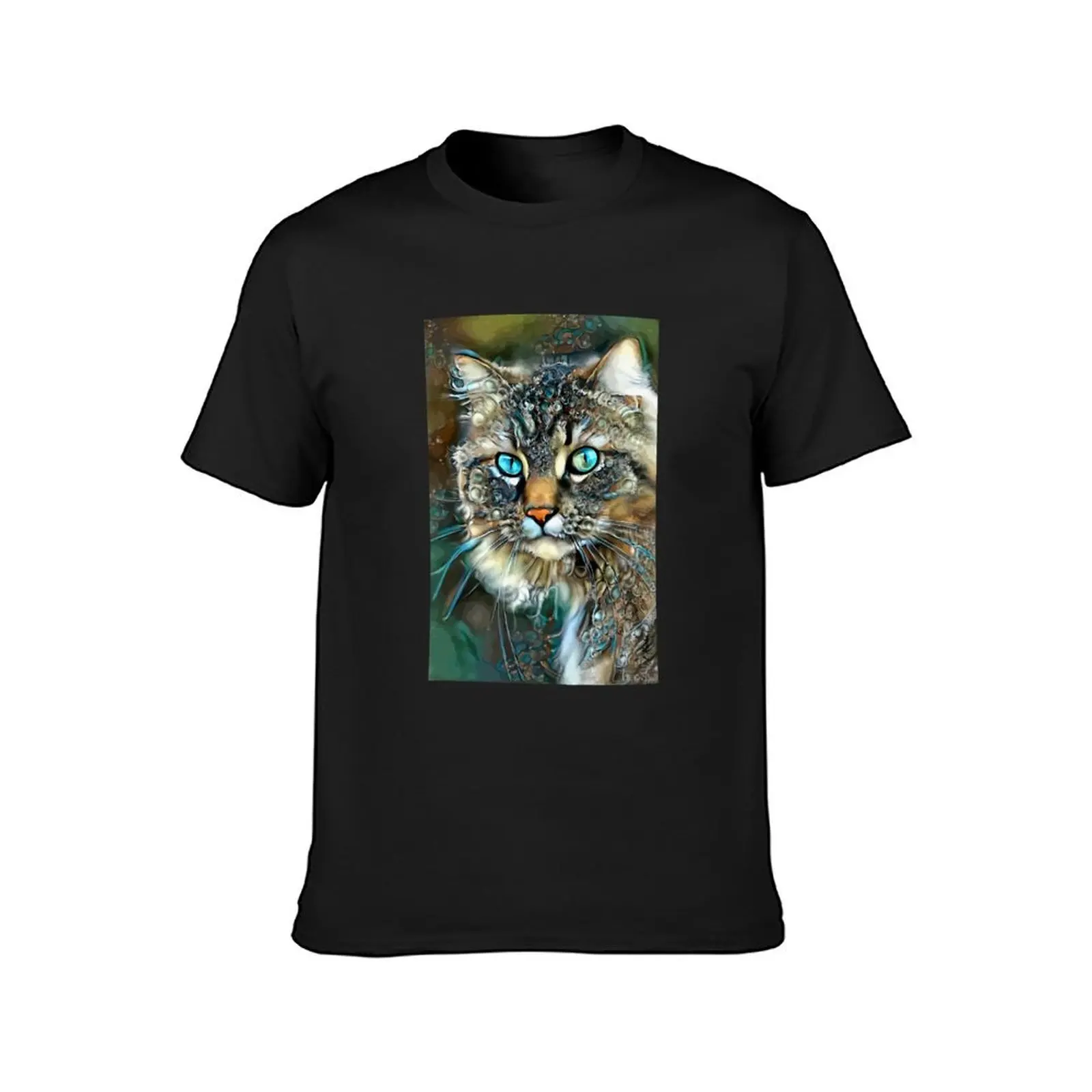 Bouclette, cat - chat, cat, lea roche paintings T-Shirt cute tops graphics boys animal print sports fans plain t shirts men