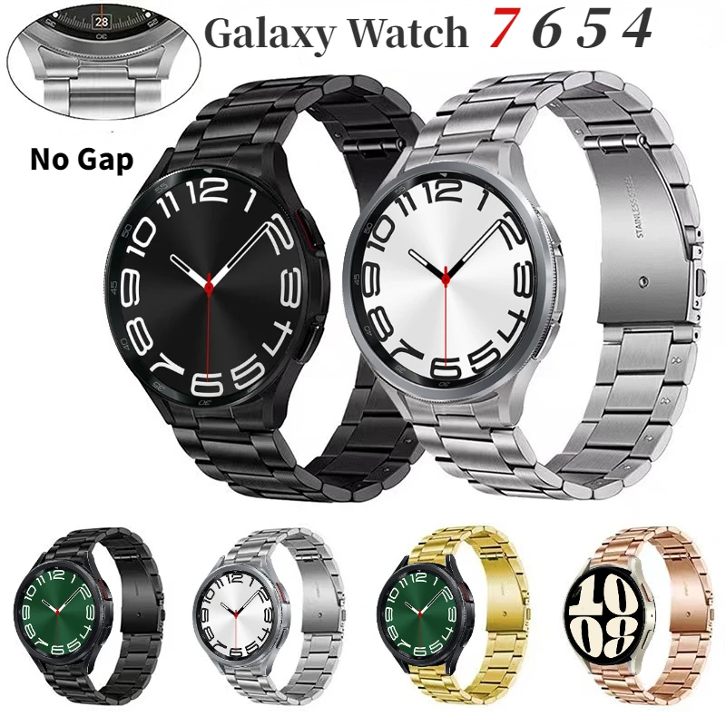 

Metal Strap For Samsung Galaxy Watch 6 Classic 47mm 46mm 5 Pro 45mm No Gap Curved end Bracelet Belt Watch 7/6/5/4 44mm 40mm Band