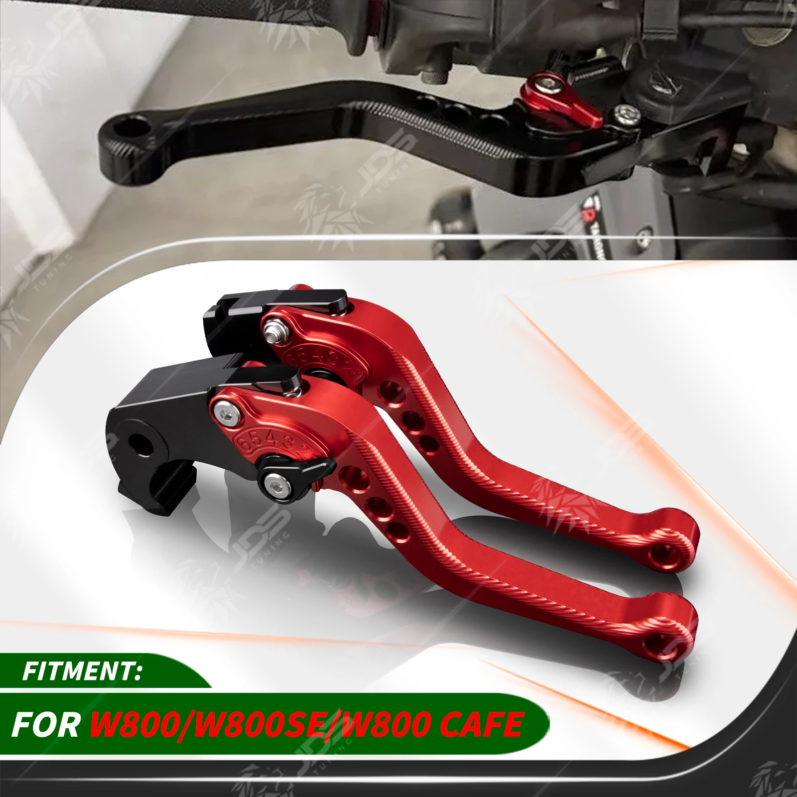 For Kawasaki W800/W800SE/W800 CAFE Sport Short Brake Lever Set Adjustable Handle Levers Three-Fingers Accessories Parts