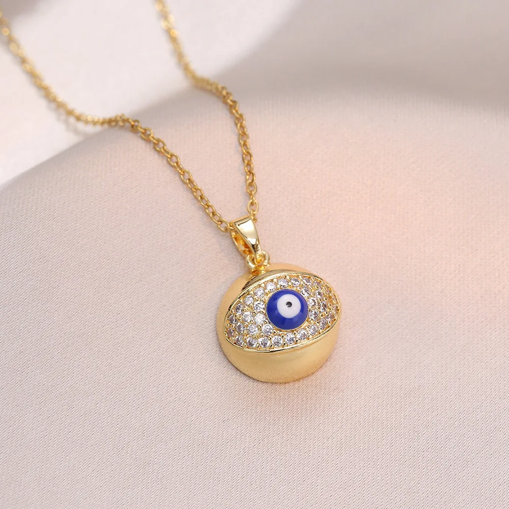 بوهو كريستال جولة عيون الشيطان التركية قلادة قلادة للمرأة مجوهرات الذهب اللون رقيقة الترقوة سلاسل تركيا المختنقون بيجو