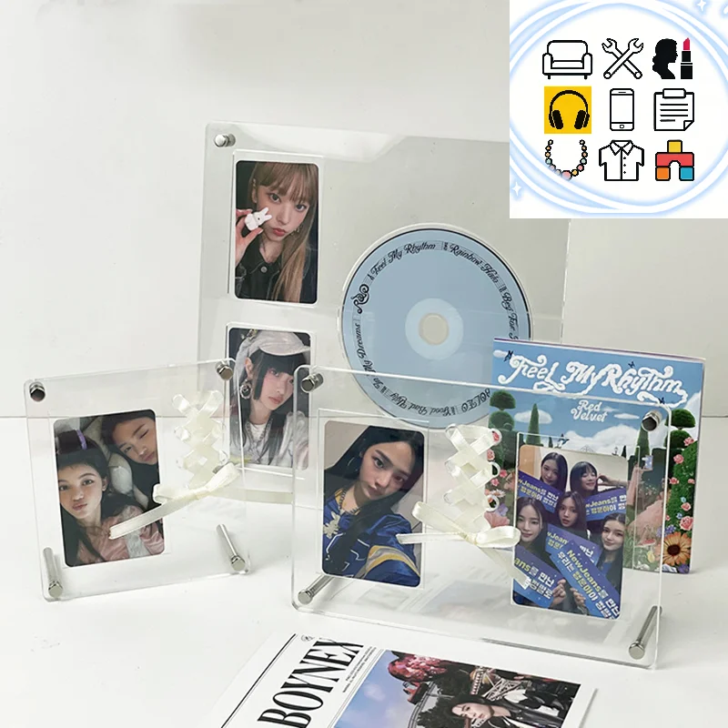 CD Picture Display Stand Frame Transparent Acrylic Photo Frame Photocard Holder Idol Postcards Protector Room Decor