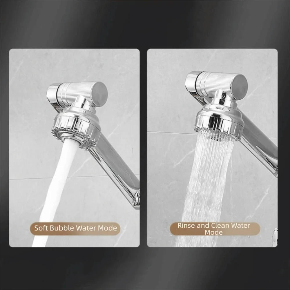 

360 ° Вращающийся настенный смеситель с хромированной отделкой, 2 режима, насадка, смеситель для кухонной мойки, одинарный кран для холодной воды из нержавеющей стали