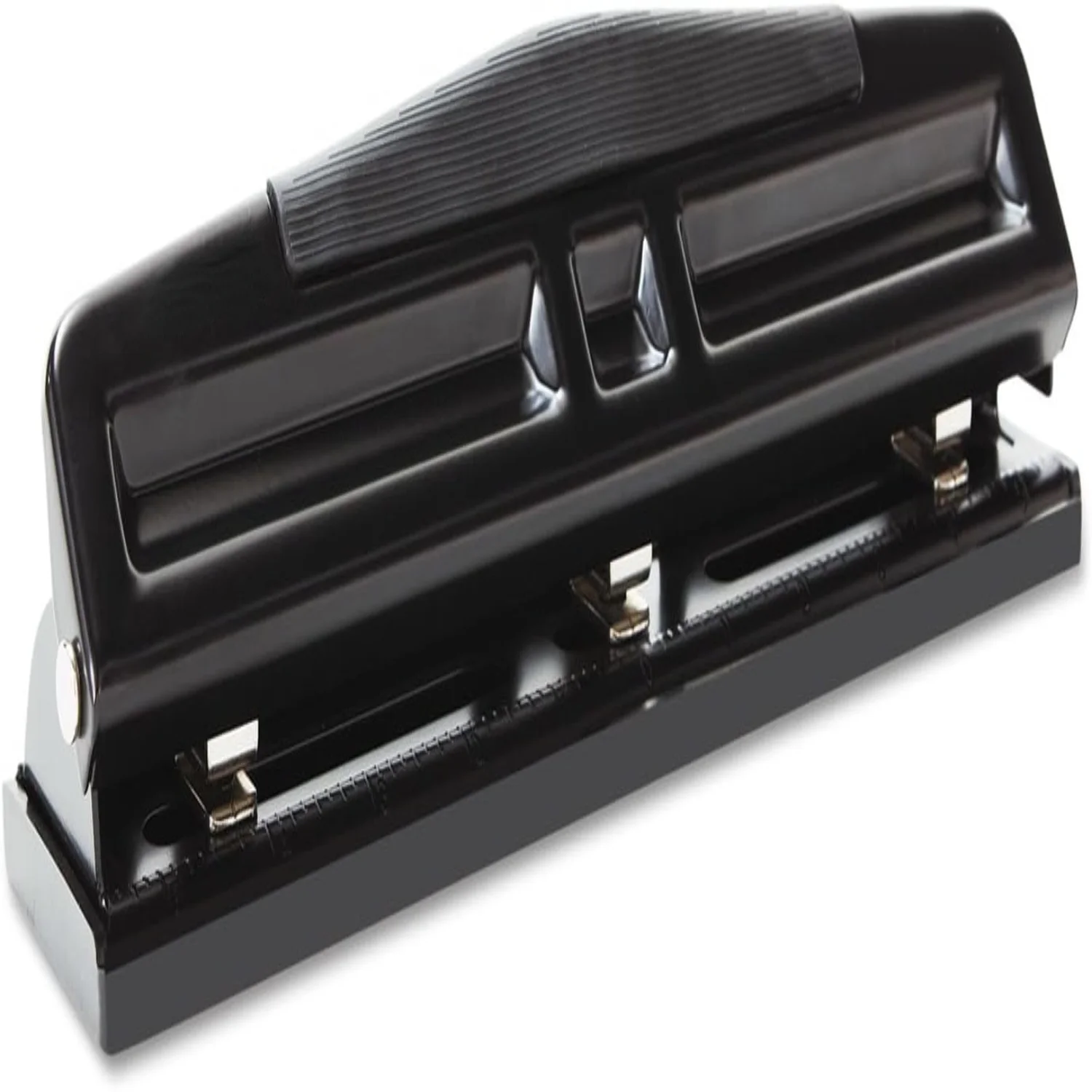 

Efficient, durable, versatile black two- and three-hole punch with adjustable 9/32-inch holes for reliable office and school use