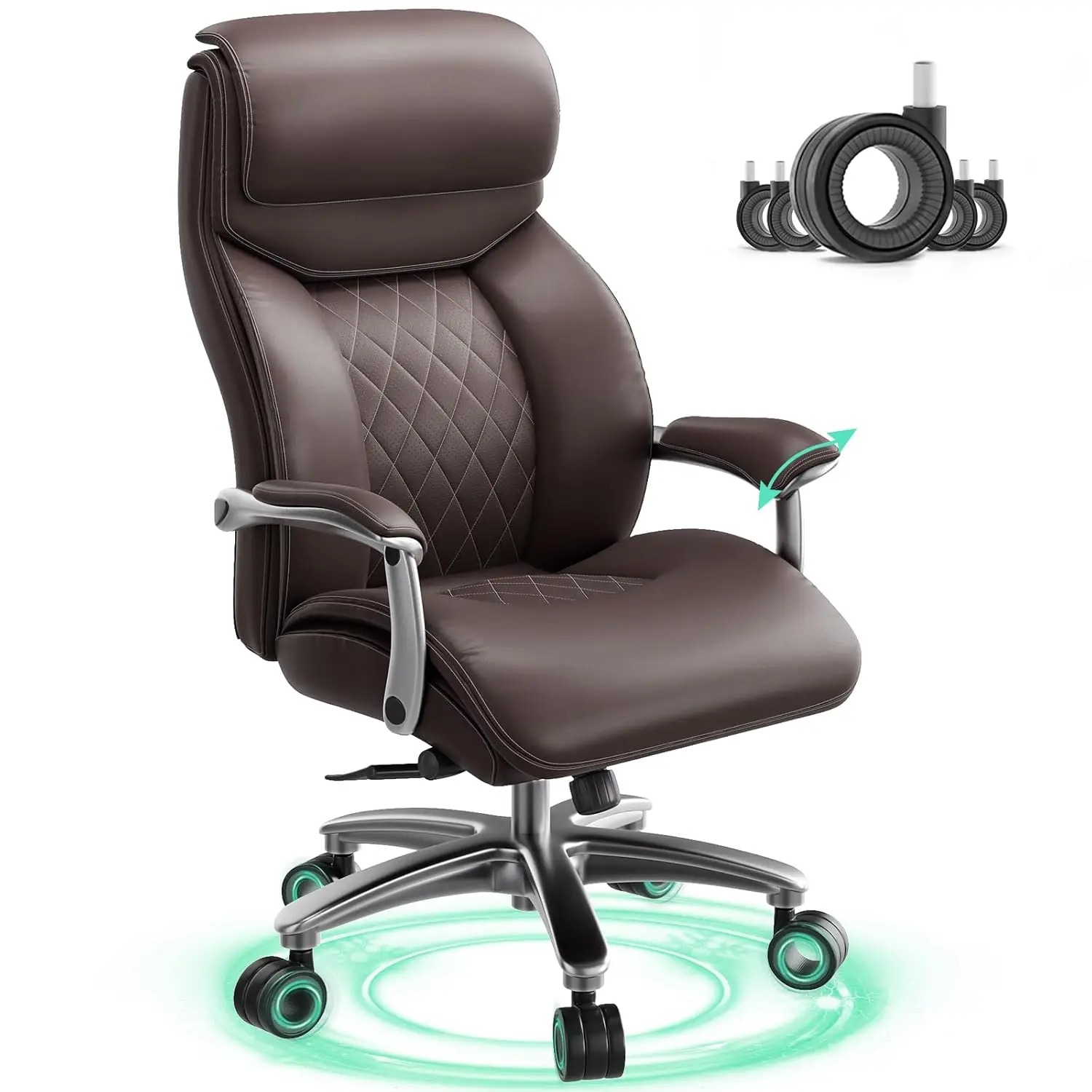 

Офисное кресло для высоких и крупных людей с широкими подлокотниками, сверхпрочное кресло для рабочего стола до 272 кг с регулируемой поясничной поддержкой, из полиуретана, на заказ