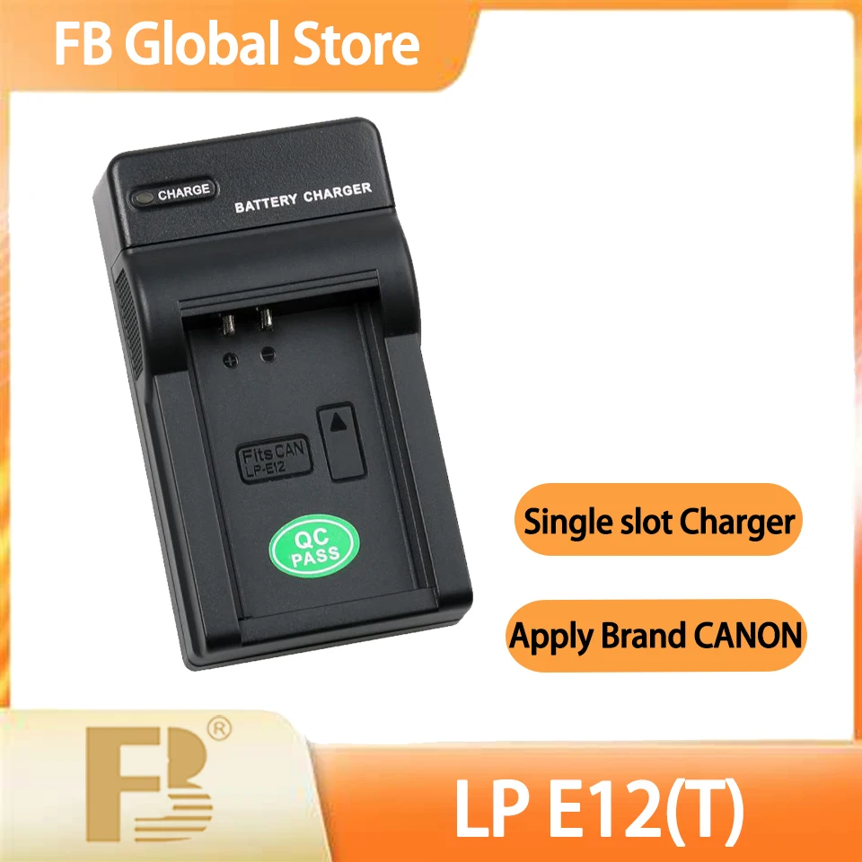 

FB LP-E12(T) Single Slot Micro USB Input Port Lightweight Portable Camera Battery Charger Compatible with Canon