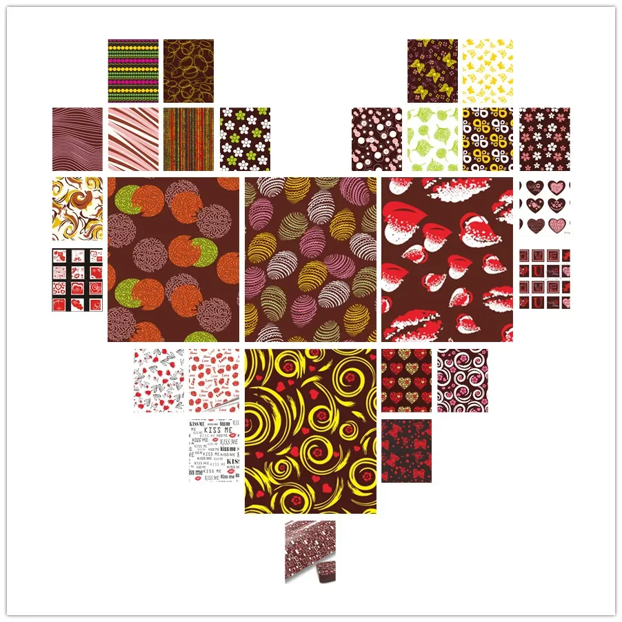 Chocolate Transfer Paper Pattern Baking Mold Decoration Printing LOVE Valentine's Day Kiss Food 10/20/50 Sheets 21x30cm