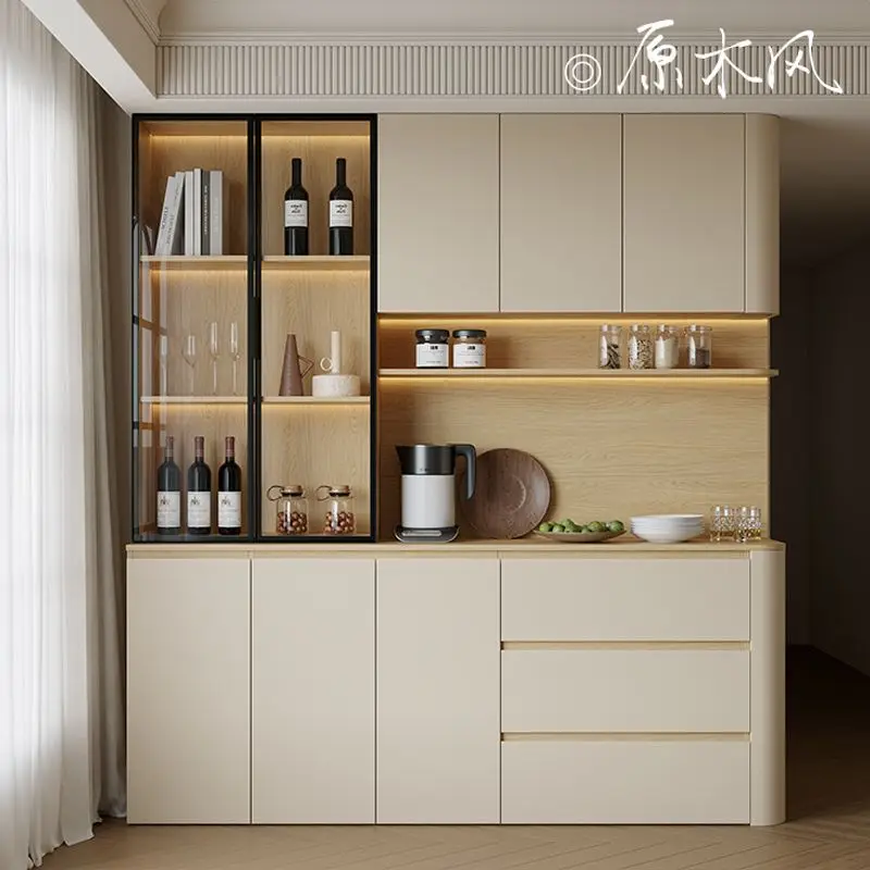 Thickened all solid wood dining side cabinet dining room locker integrated living room wine and tea cabinet