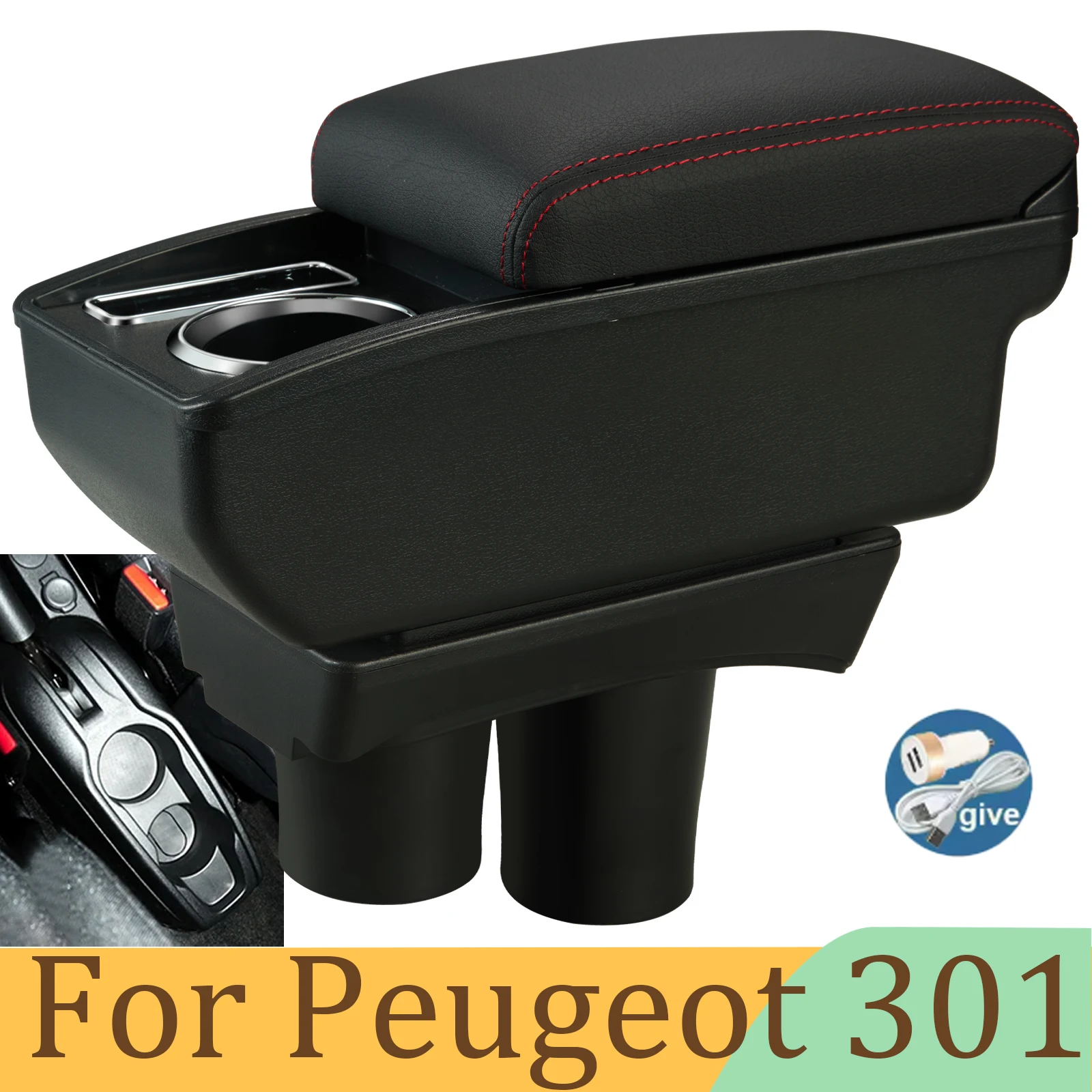 

For Peugeot 301 Armrest Box For Citroen c-elysee Car Armrest Box Auto Storage Box Dedicated Interior Details Car Accessories