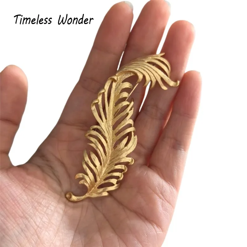 Timeless Wonder Retro Geo Leaf Brooch Pins for Women Designer Jewelry Runway Top Classy Gift Rare Broches Vintage 5252