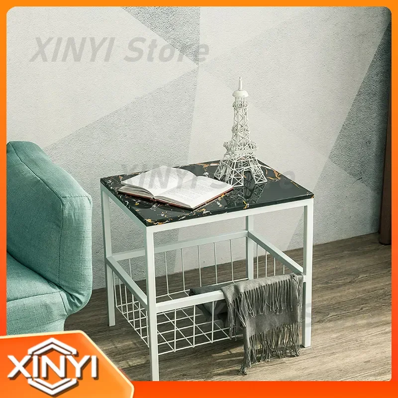 Nordic Simple Marble Sofa Edge Corner Small Coffee Table for Living Room Bedroom Golden Bedside Table Small Square Table for
