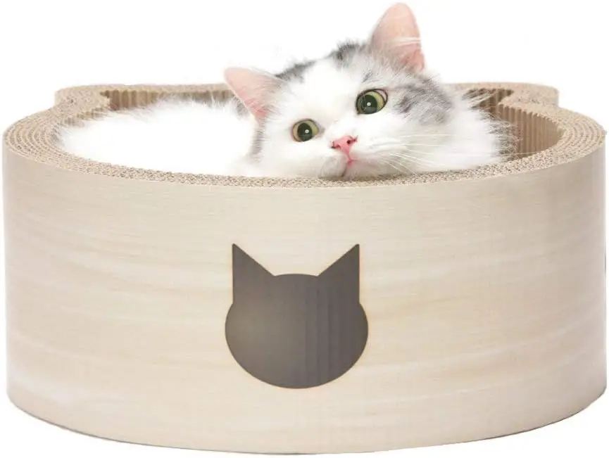 

Двусторонняя лежанка-когтеточка для кошек с уютным лежаком – экологичный картонный дизайн для домашних кошек