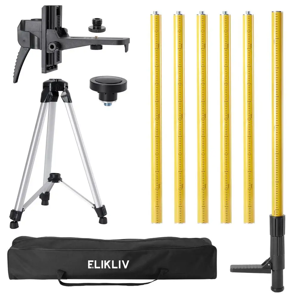 Telescopic Laser Level Pole with Tripod Bracket Support Adjustable Rod Stable Multifunctional Mount Spring Base Pedal Tool Bag