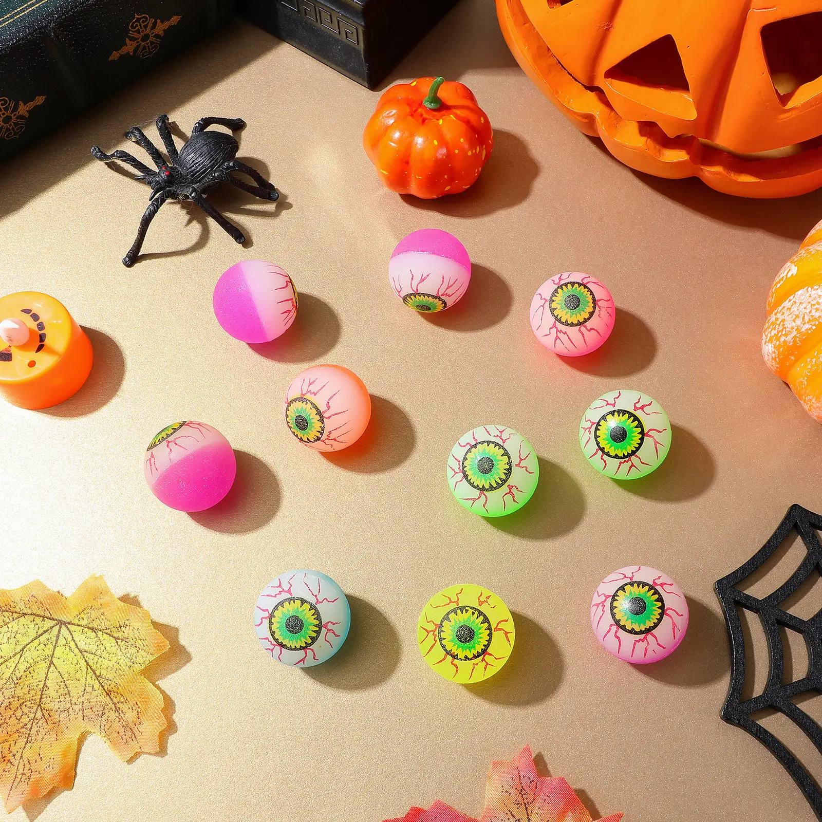 

10 шт. 32 мм светящиеся в темноте прыгучие глаза-шары, страшные сувениры для вечеринки на Хэллоуин, декор для костюмированных вечеринок, призы для танцевальных баров и карнавалов