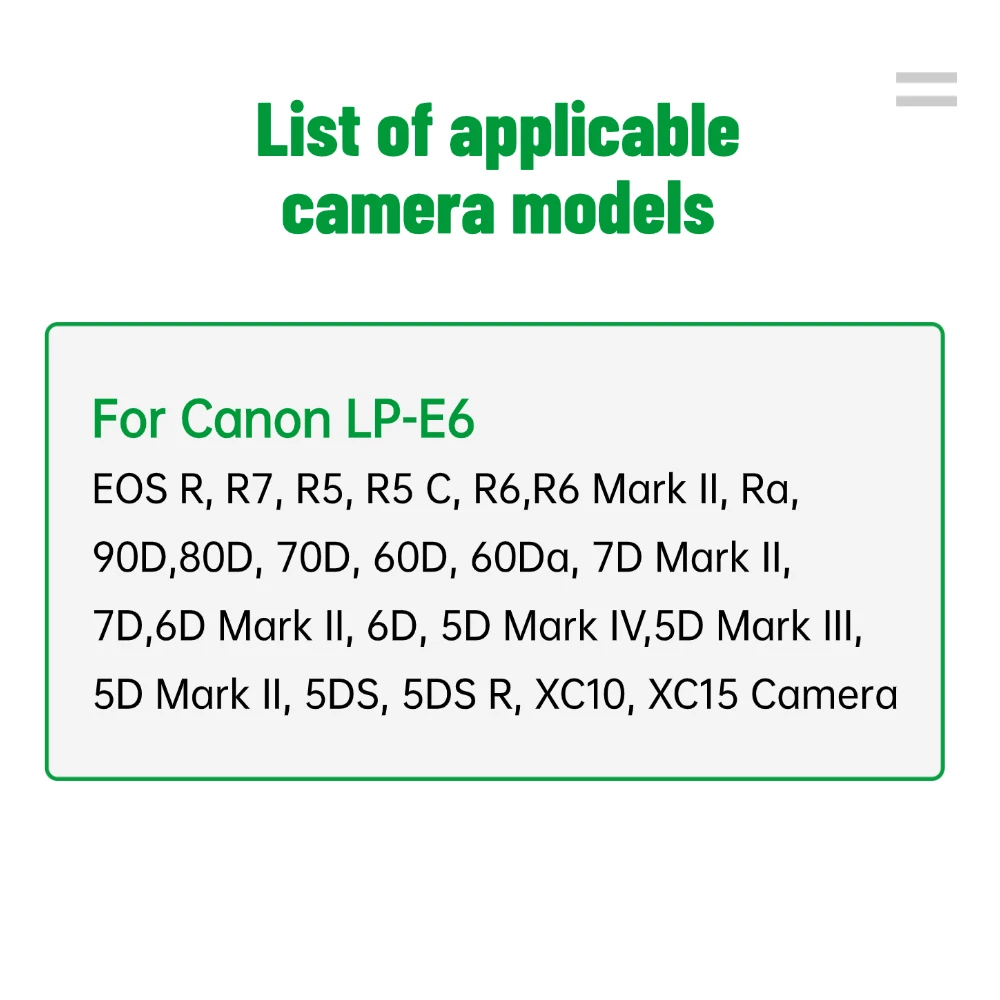 PUJIMAX 6PCS 2600mAh for Canon LP-E6 LP E6N Battery For Canon 5D Mark II III IV 80D 70D 60D 6D EOS 5Ds 5D2 5D3 5DSR 5D4 camera