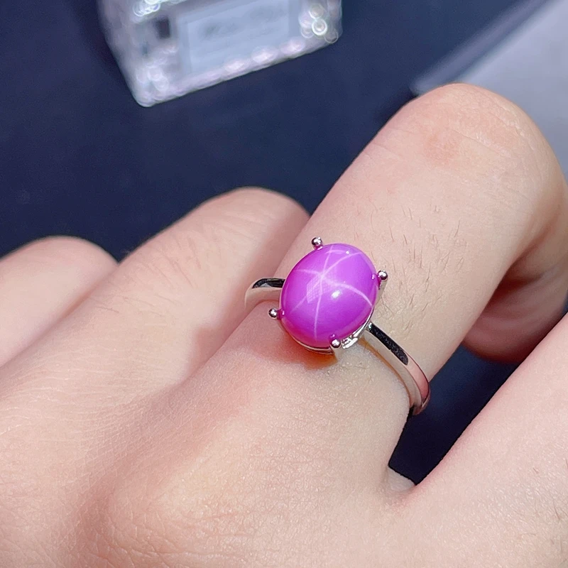 Starlight Ruby Set 925 Sterling Silver Non Discoloration Six Star Lines Beautiful Gift Ring Earrings Women