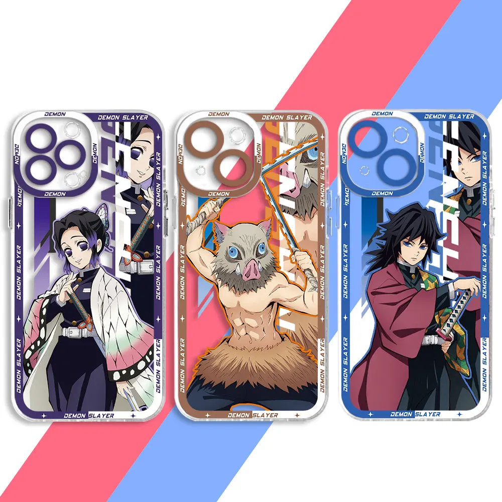 Phone Case for iPhone 15 Pro Max 13 14Pro XSmax 7 8 Plus 11pro 6 X XS 12 Mini 6S Clear Fundas Cover Demon Slayer Kochou Shinobu