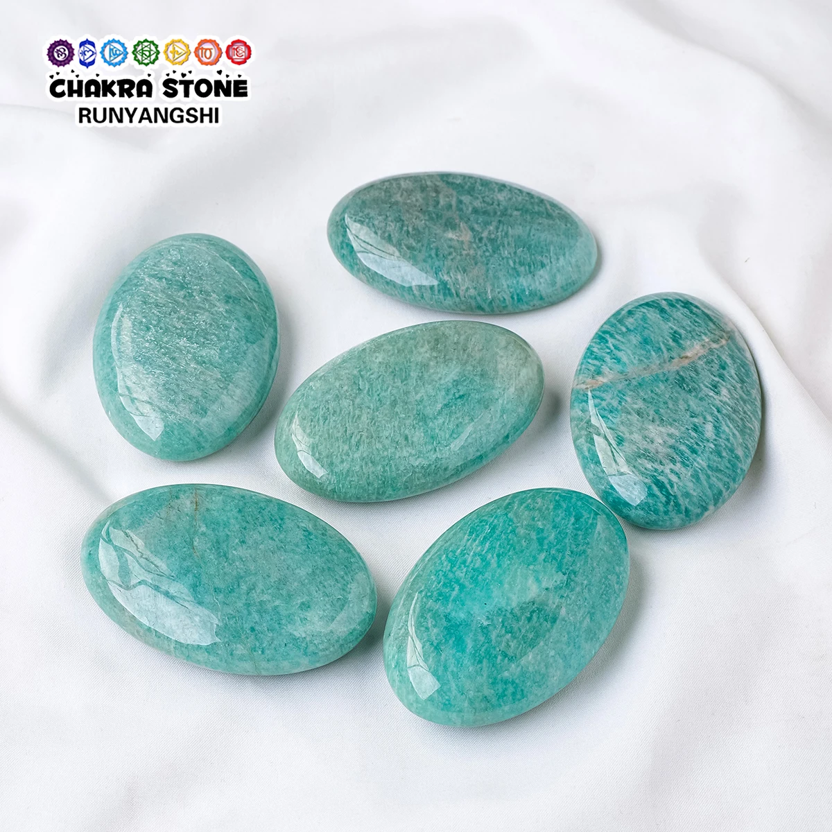 1PC Amazonite Palm Polished Hot Compress Stone Healing Crystal Home Health Decoration Gemstone Handicraft Gift