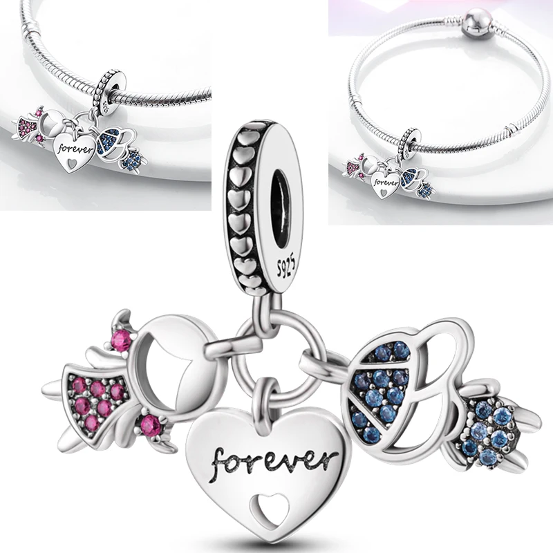 925 Sterling Silber Charm-Perlen Vierblättriges Kleeblatt Delfin Sonne Mond Kirsche Motorrad Reise DIY Armband Halskette Geschenk für Frauen – Detail 19