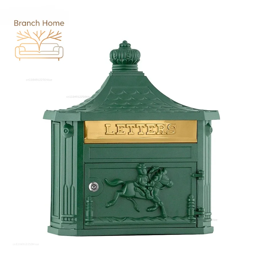 Outdoor Street Antique Green Home Letterbox Newspaper Mailbox