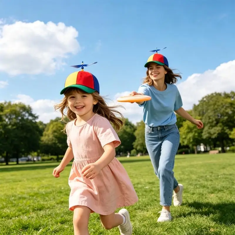 39BD Photo Booth Propeller Baseball Cap with Color Panel Styling, Arched Bill and Easy Adjust Back Strap for Parties