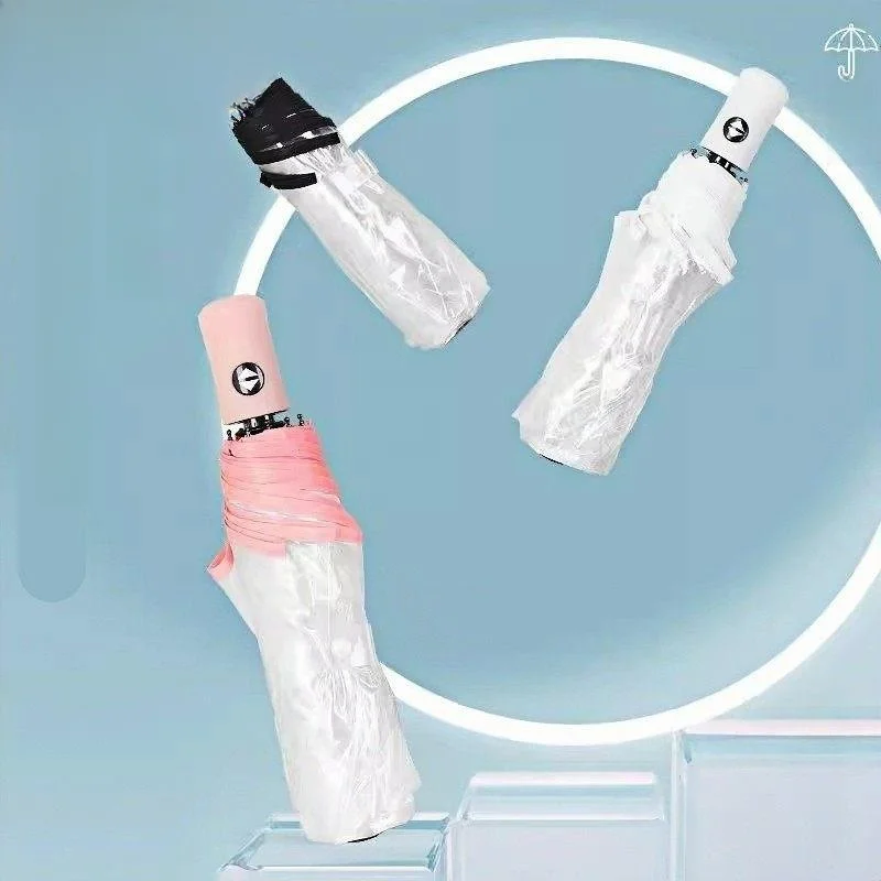 

Новый прозрачный зонт Auatic 2025 года, портативный, маленький, для девочек, для школы, поездок на работу, для автомобиля, с защитой от дождя, без клея