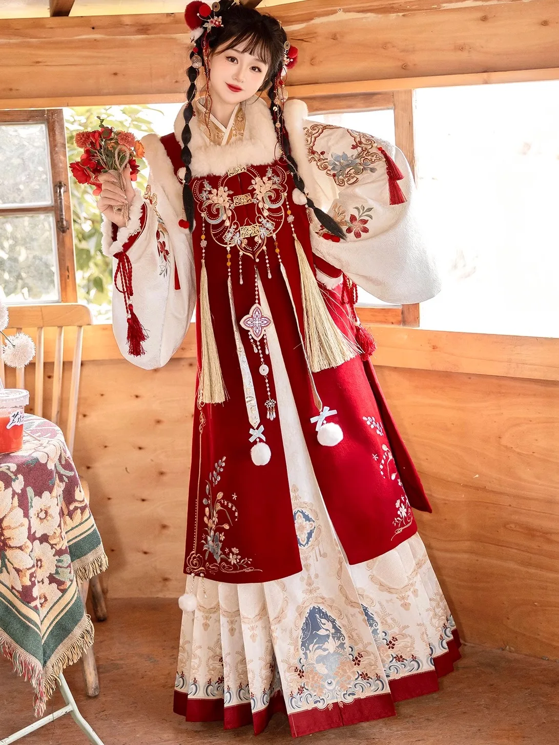 original-improved-hanfu-new-year-sle-chinese-faion-collar-dr-skirt-set-new-chinese-sle-polyester-fiber-women's-clothing