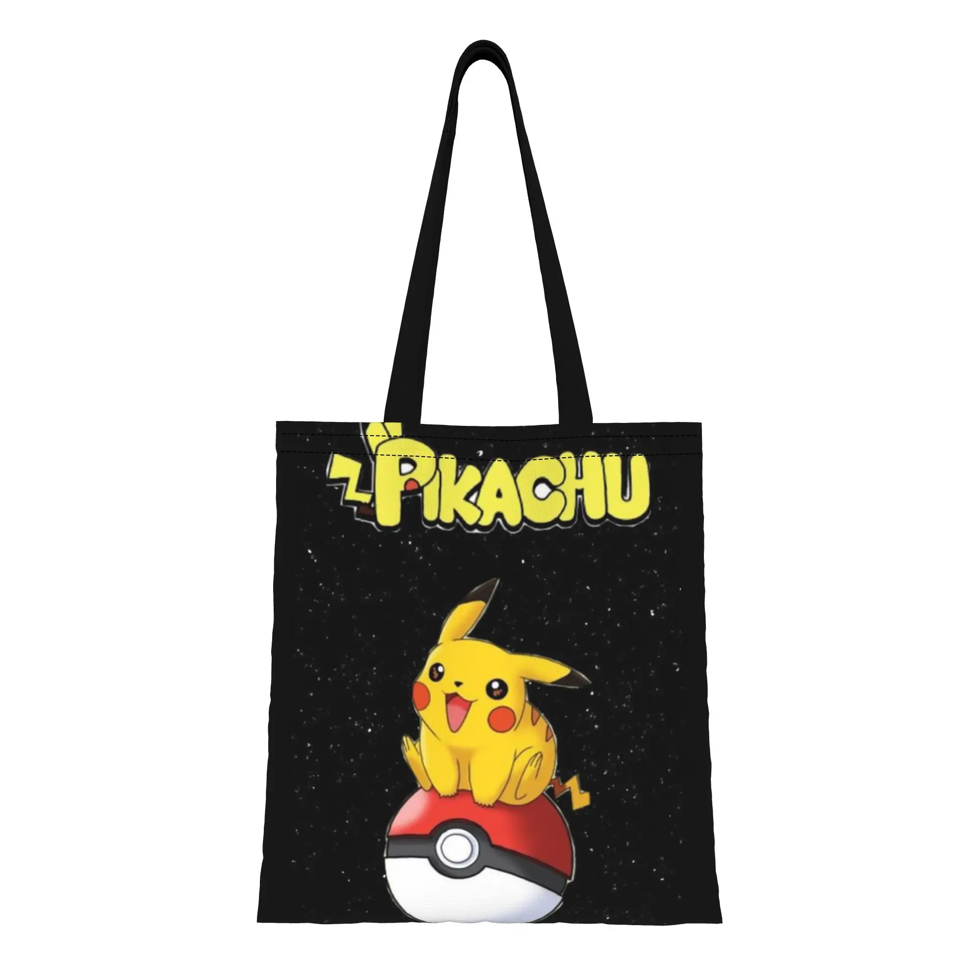 

Back to school season Gentle Red Cheeks Buddy Pikachu Canvas Tote Bag Perfect for Shopping Women's Top-Handle Bags