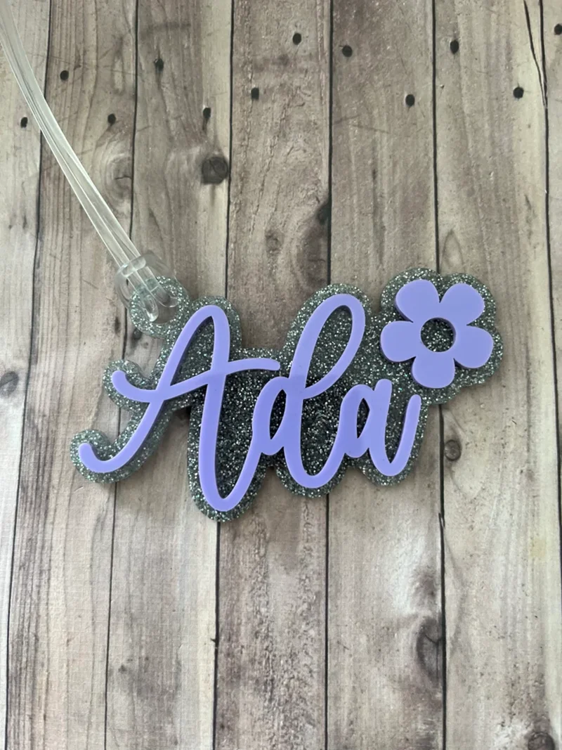 Customized Name Keychain Personalised Acrylic Glitter Bag Tag Best birthday gift for kids