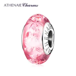 ATHENAIE Pink Polka Dot Murano Glass Charm Bead fit European Bracelets Perfect Gift for Women, Memorable Occasions Jewelry