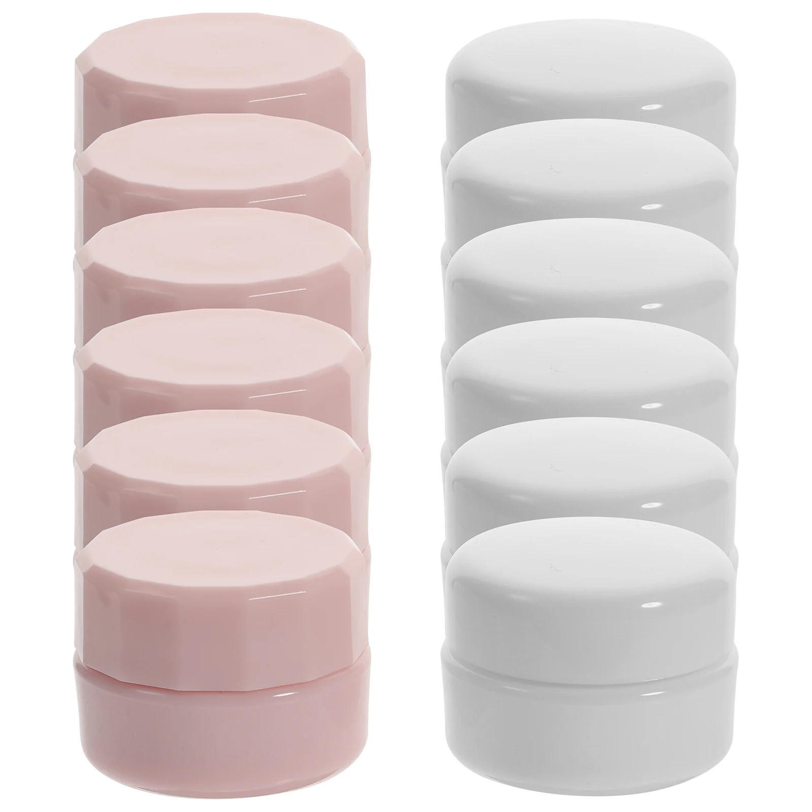 

12 pcs 5g Pink White Refillable Boxes Plastic Containers Travel Home Leak Proof Cream Lotion Storage Makeup Samples