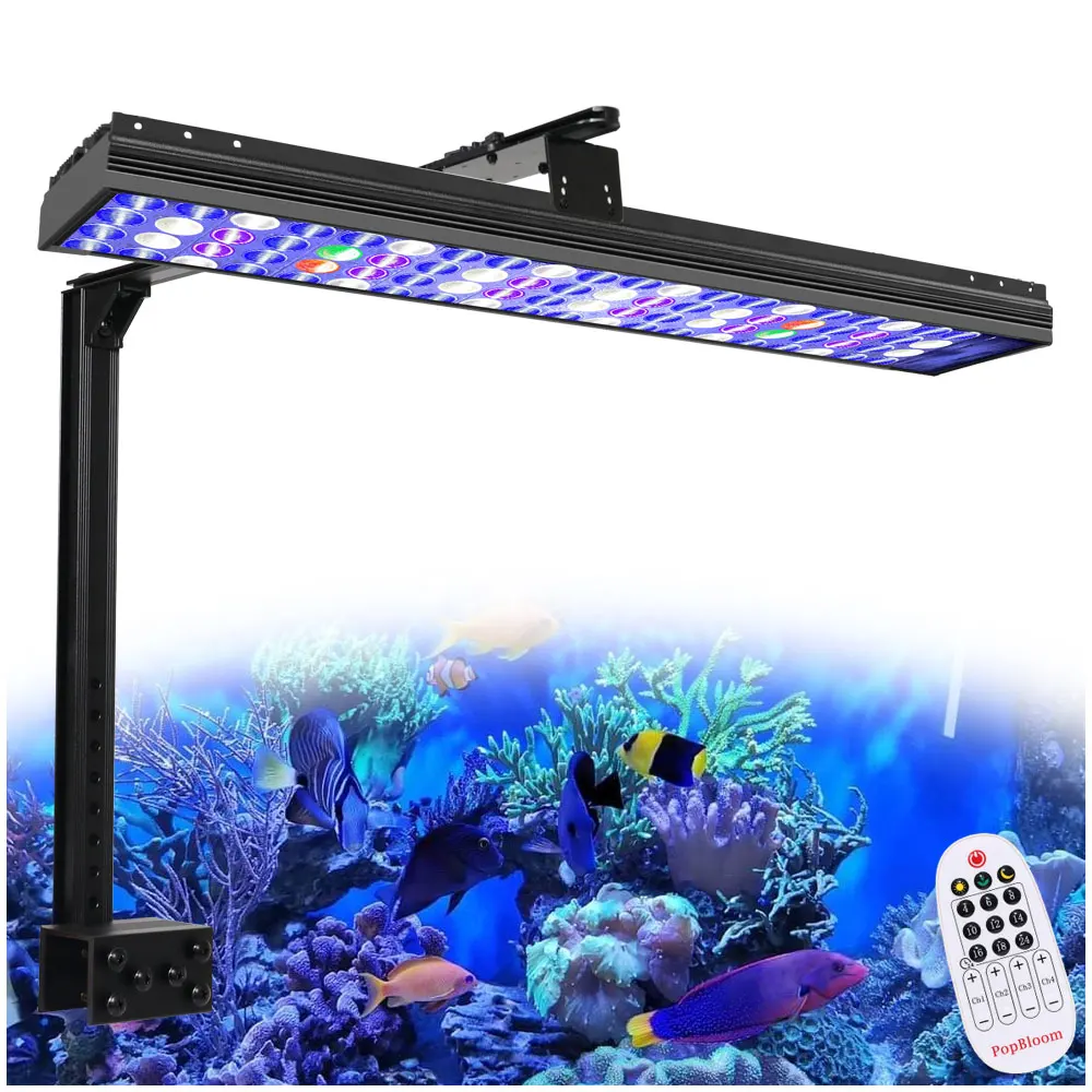 

PopBloom S54 Marine LED Aquarium Lamp, Saltwater Aquarium Lighting Full Spectrum for 60CM/24"Coral Reef Fish Tank,Sunrise Sunset