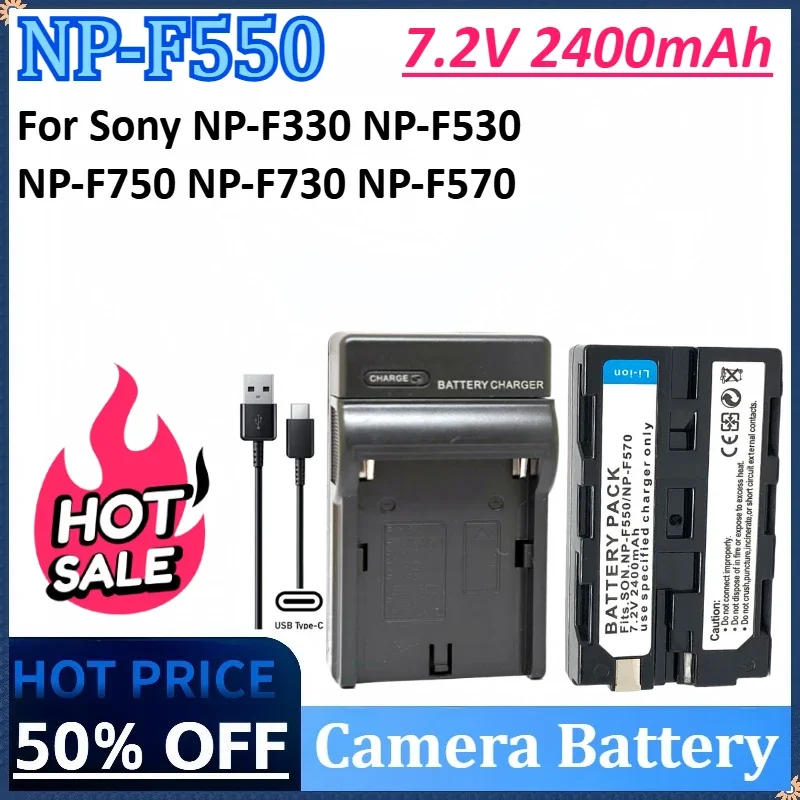 

New 7.2V 2400mAh NP-F550 NP-F570 Camera Battery +USB Type-C Charger for Sony NP-F330 NP-F530 NP-F750 NP-F730 CCD-RV100 CCD-TRV81