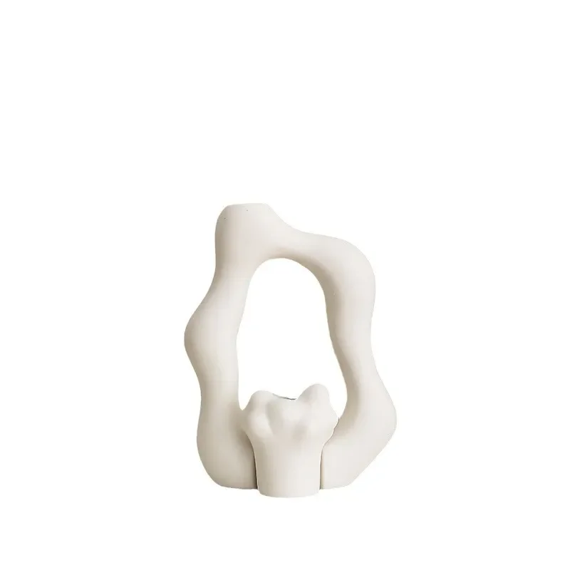 Minimalist White Ceramic Vase Set for Dried Flowers Modern Home Decor Living Room Tabletop Ornament Elegant Flower