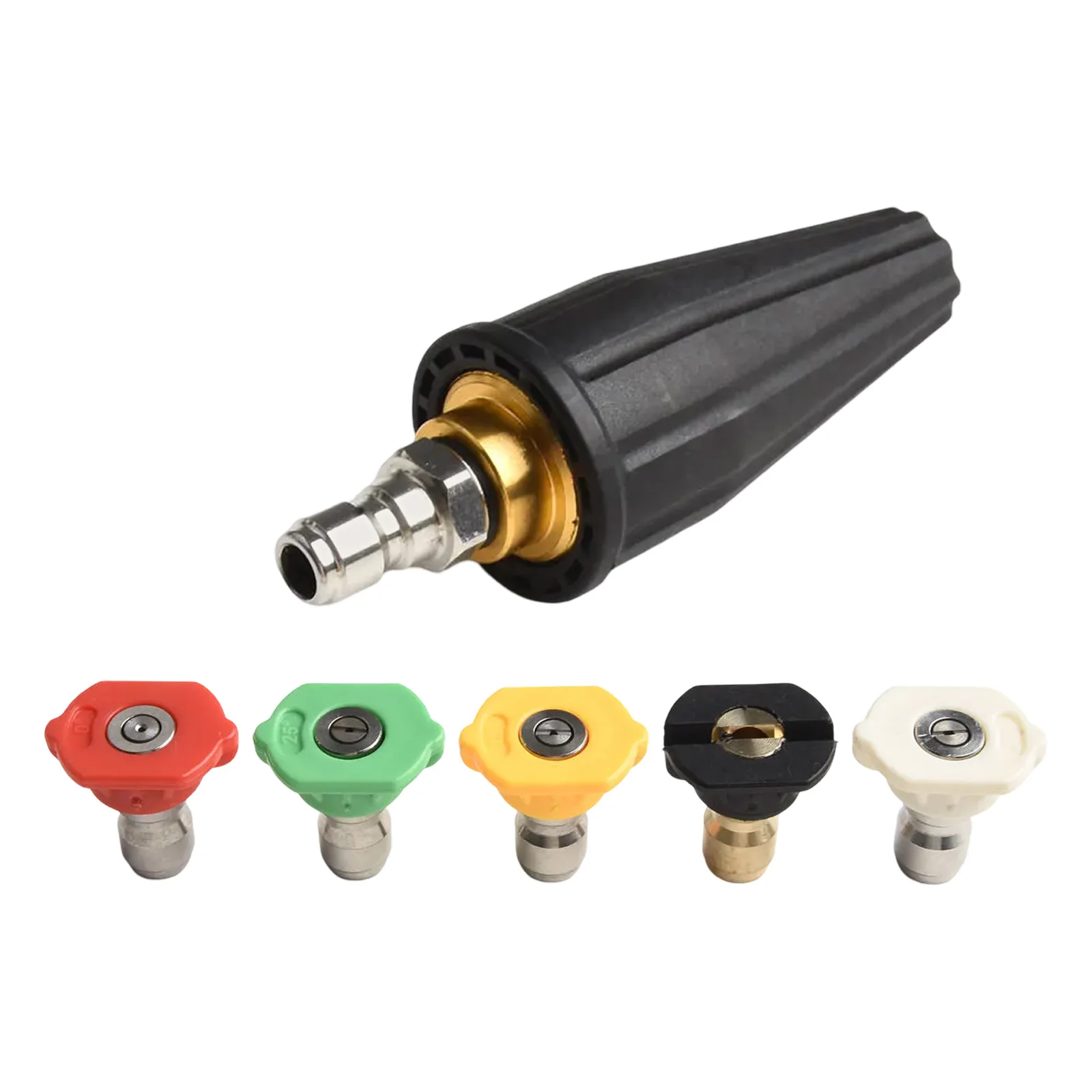 Turbo Nozzle Heavy Duty Rotating Nozzle with 5 Tips and 1/4 Quick Connect Fitting for 3600PSI For Pressure Washer