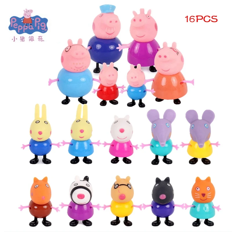 Peppa Pig Action Figure Original Toy George Mom Dad Grandparents and Friends Christmas Birthday Gift for Kids