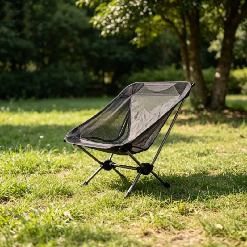 

Breathable Mesh Beach Chair for Both Sitting and Lying, Camping Barbecue Chair, Aluminum Alloy Nylon Moon Chair