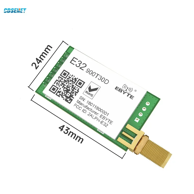 10PCS LoRa Wireless Module RF UART 868MHz 915MHz 30dBm 8km Long Range SMA-K CDSENET E32-900T30D TTL DIP Tranceiver
