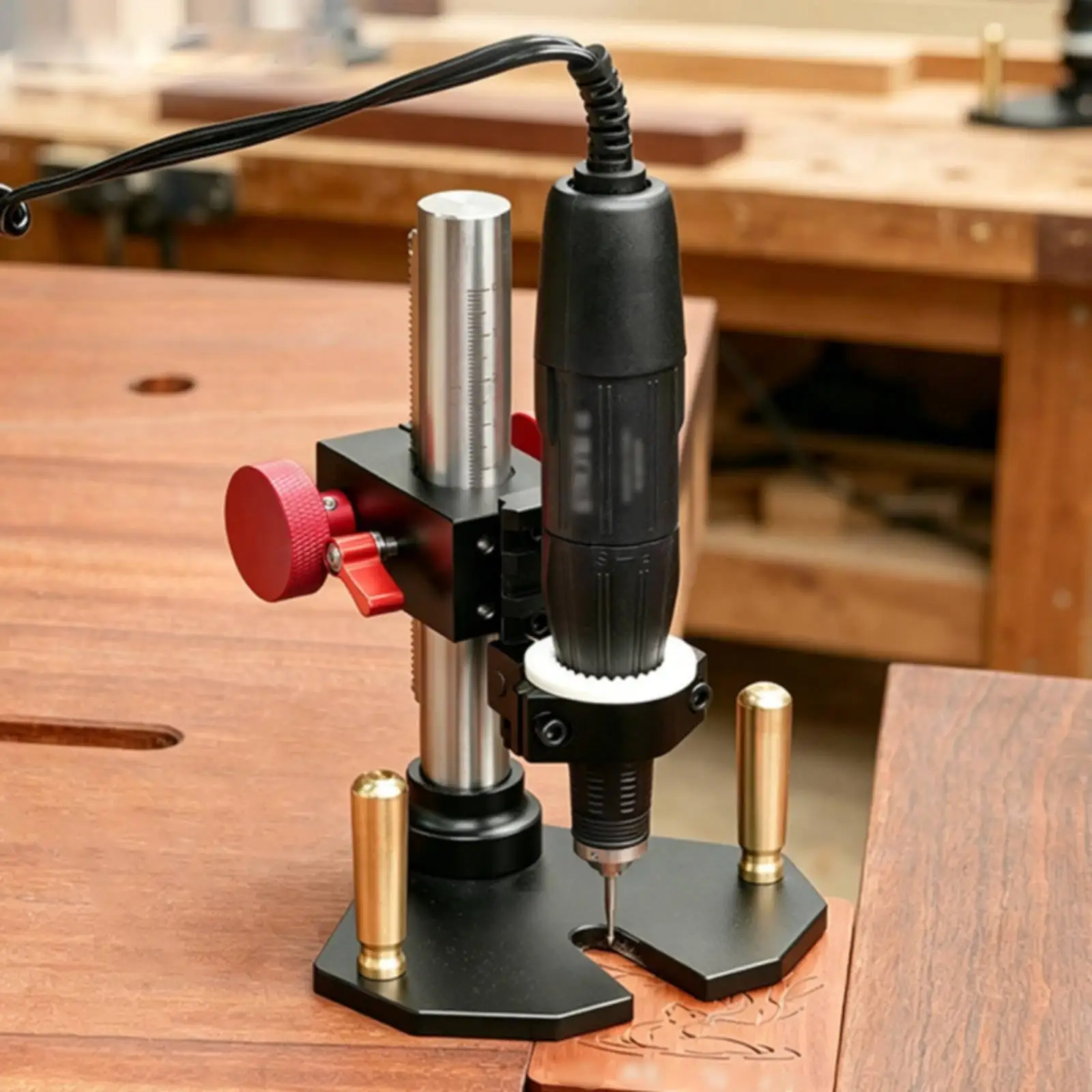Aluminum Alloy Engraving Stand for Woodcarving and Inlay Work with Ebony Foundation Base