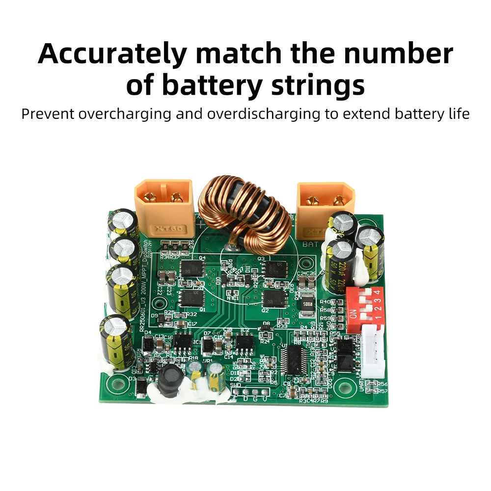 100W Solar-Controller mit Maximum Power Point Tracking (MPPT) und intelligenter Leistungsverfolgung für 12V/24V-Energiespeichersysteme, DIP-Schalter für – Detail 9