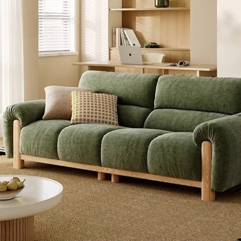 Three Person Sofa Modern Nordic Solid Wood Frame Fabric Sectional Sofa Relaxing Chair Living Room Couch Sofas For Home Furniture