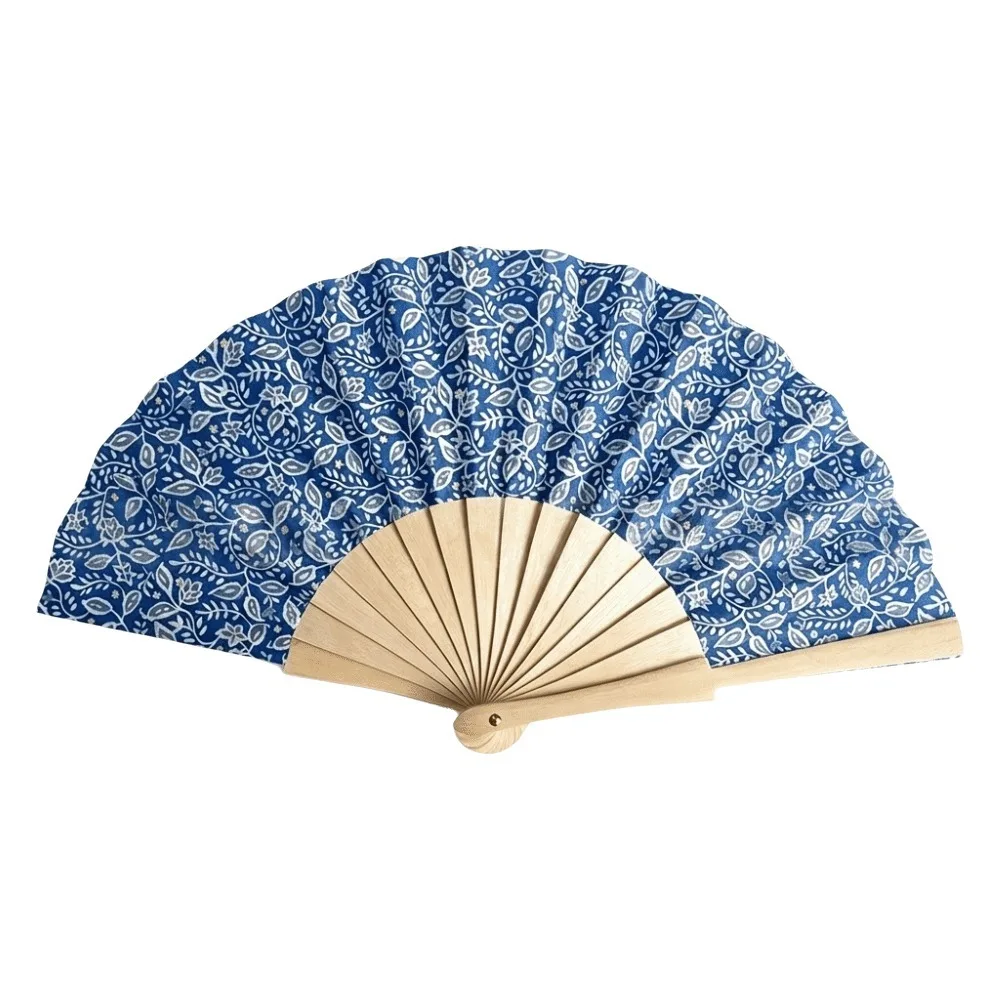 Cute Lemon Print Folding Hand Fan Wooden Handle Delicate Hand Cranked Fan Portable Creative Chinese Style Fan Photography