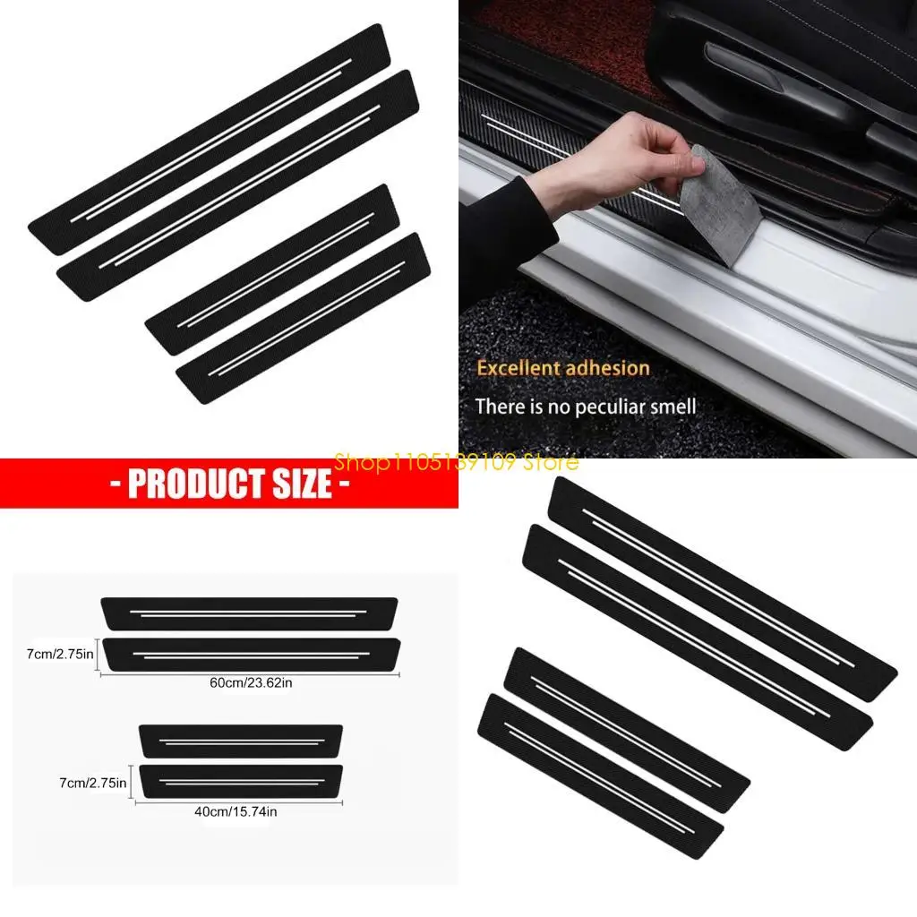 

Decorative Vehicle Threshold Protectors Carbon Fiber Leather Stickers Fit Scratch Resistant Design