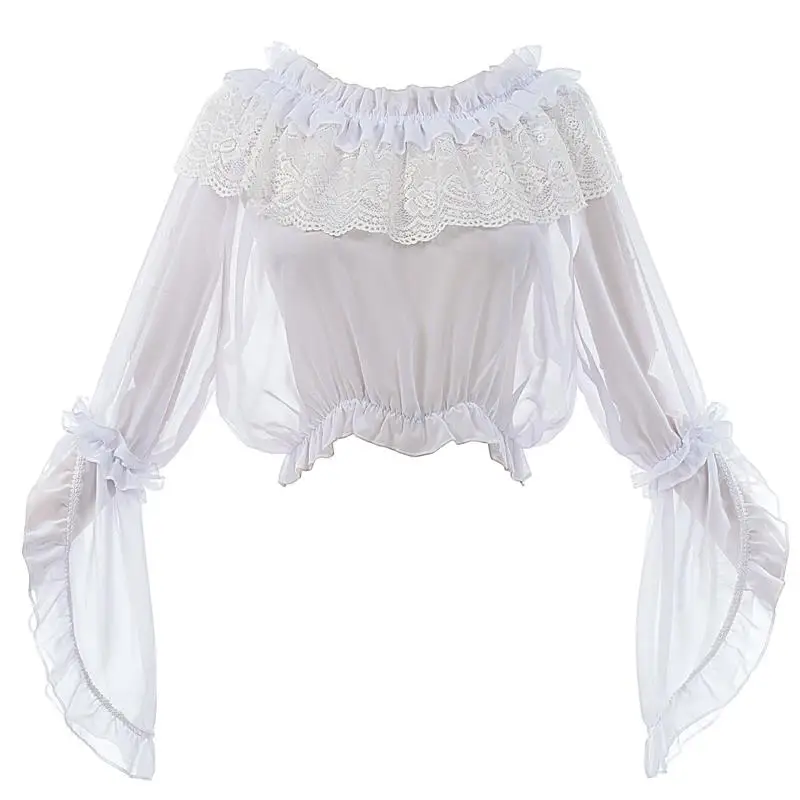 

Slim Fit Long Sve Lobita Base irt Inner Wear One oulder Top loween Sle Women's Ethnic Costume Stage Performance Wear