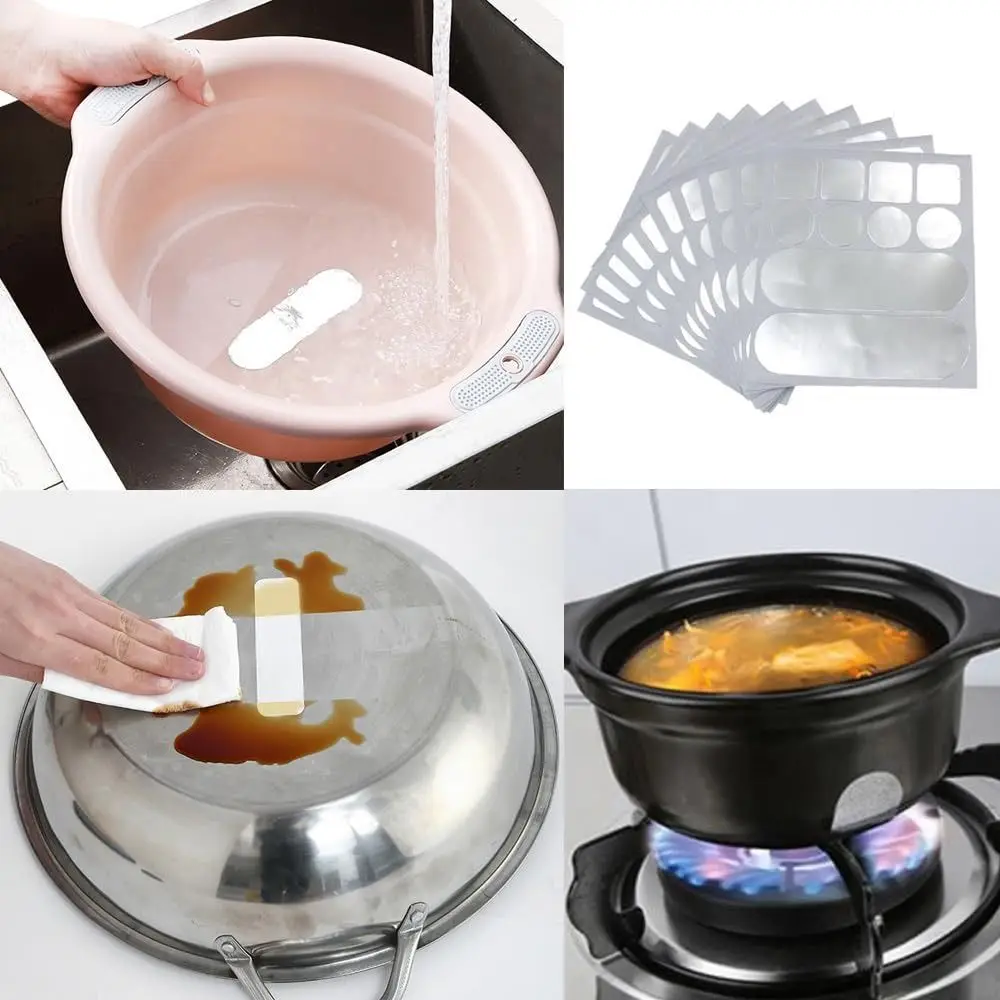 10Pcs Aluminum Foil Cookware Repair Tape Self Adhesive High Temperature Resistant Pot Repair Stickers Waterproof Sealing