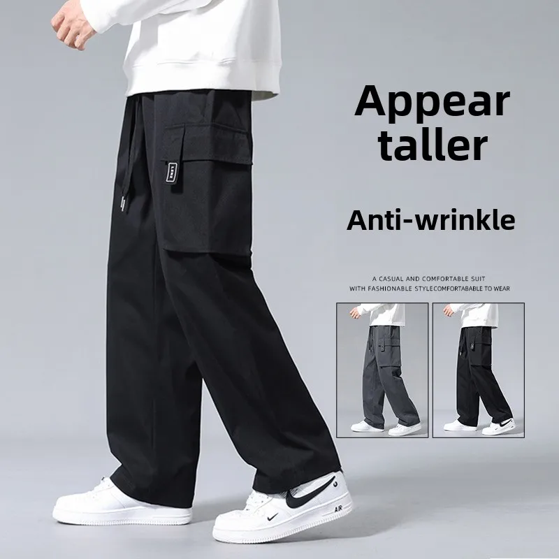 Autumn and Winter with Cashmere Warm Straight Cylinder Tooling Storm Men's Spring and Autumn Tide Brand Loose Casual Pants