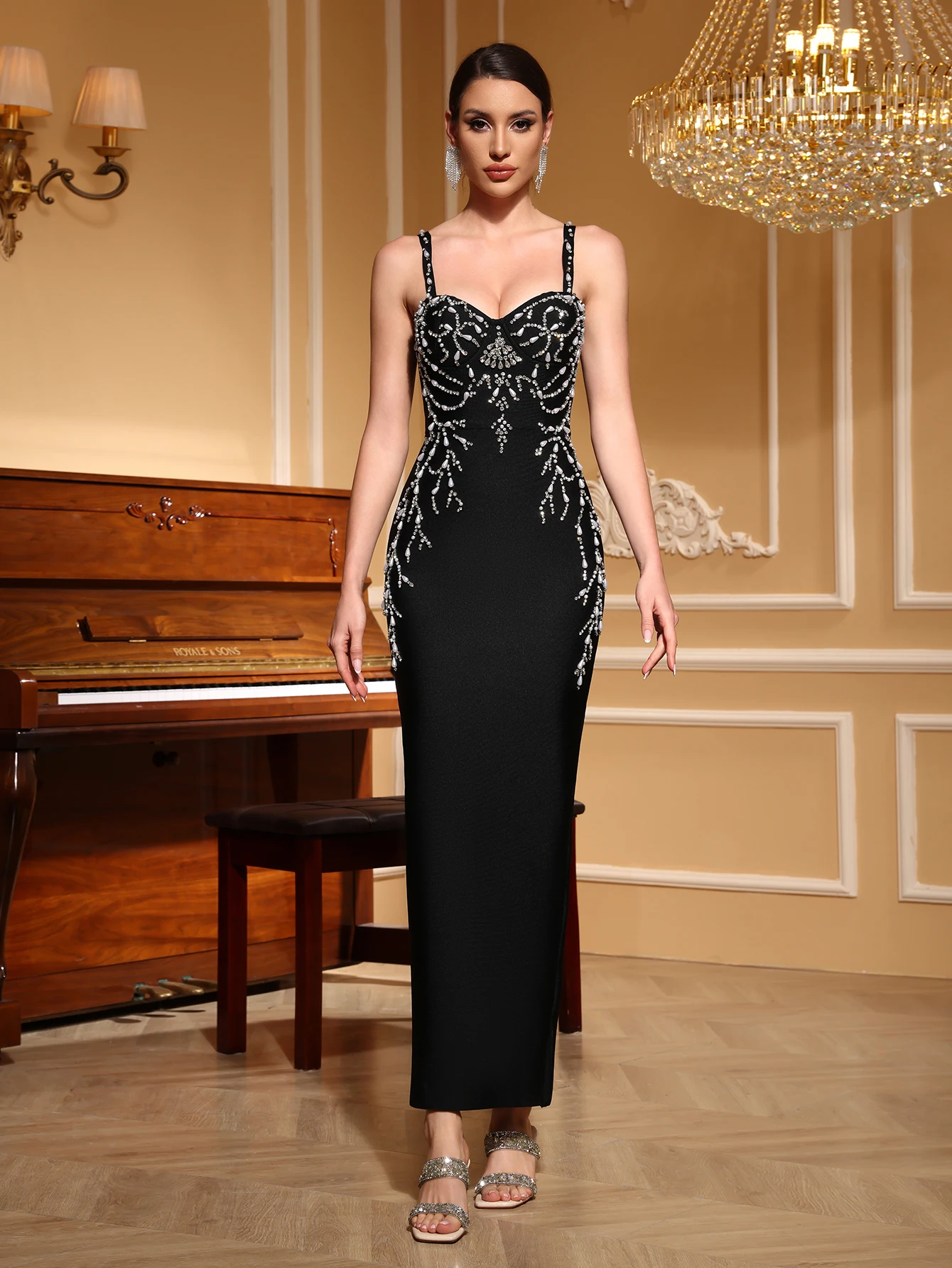 

Оптовая продажа, черный, красный, на тонких бретельках со стразами, модное сексуальное вечернее бандажное платье для коктейльной вечеринки знаменитостей