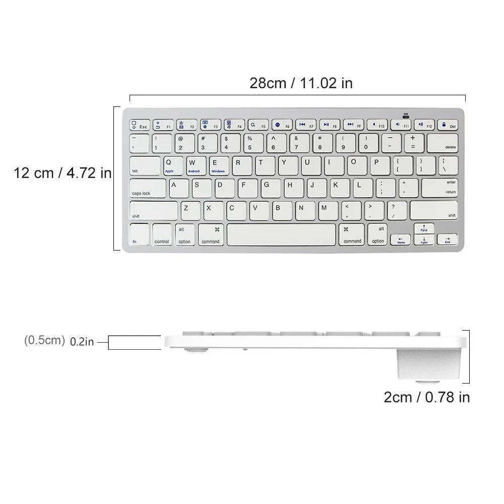 Bluetooth Wireless Slim Keyboard For Tablet English Russian Arabic Spanish French German Mini Portable Multi-language PC Keypad