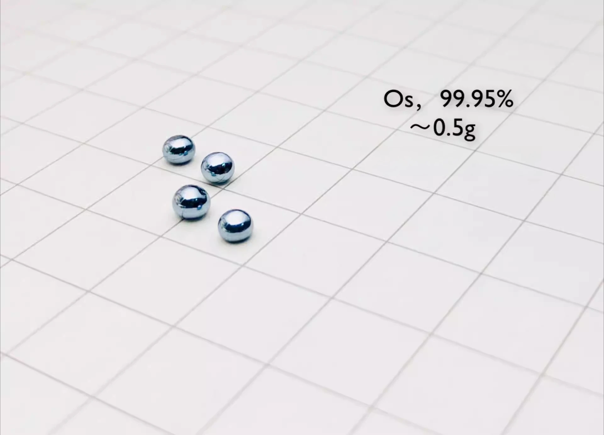 

0.5g version, single-sided convex, precious metal, osmium beads, metal osmium, osmium melt beads os 99.95